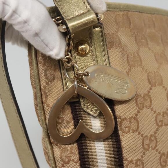 GUCCI GG Canvas Sherry Line Shoulder Bag Beige Black - Picture 15 of 16